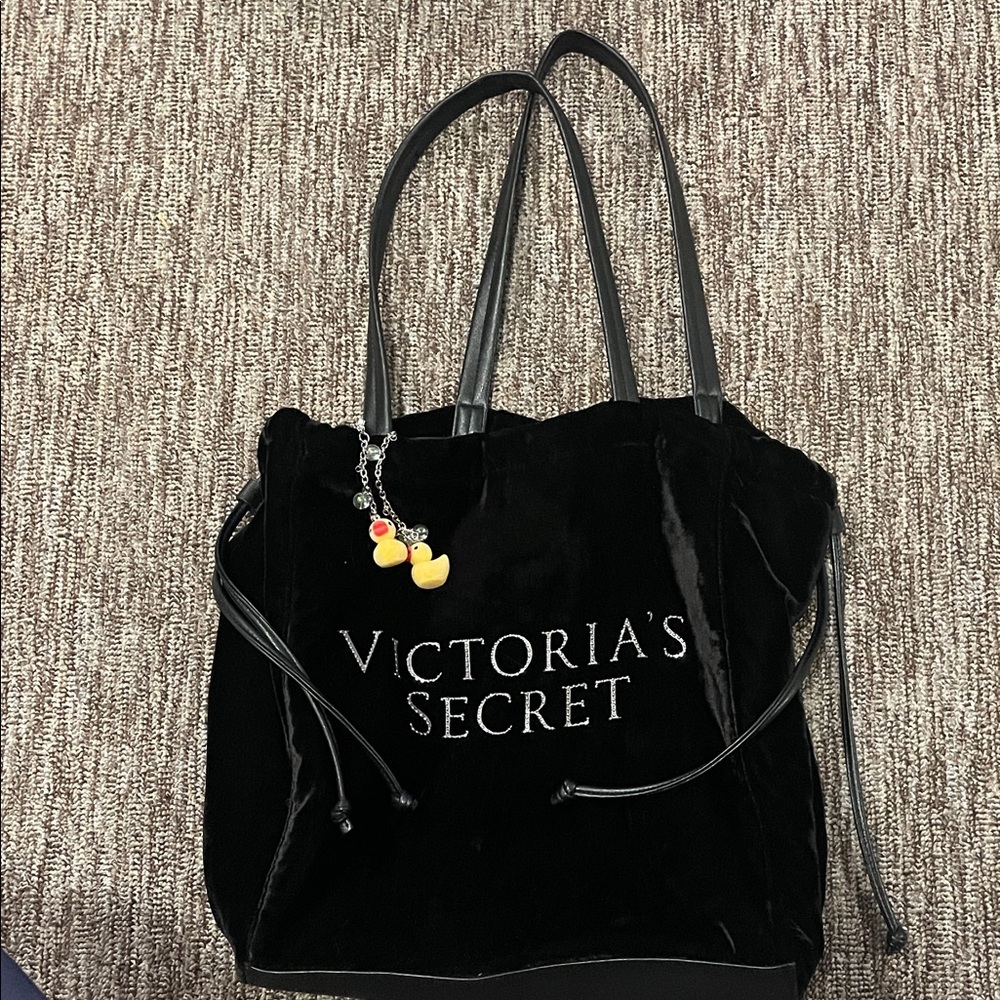Medium Leather Drawstring Victorias Secret Velvet Tote